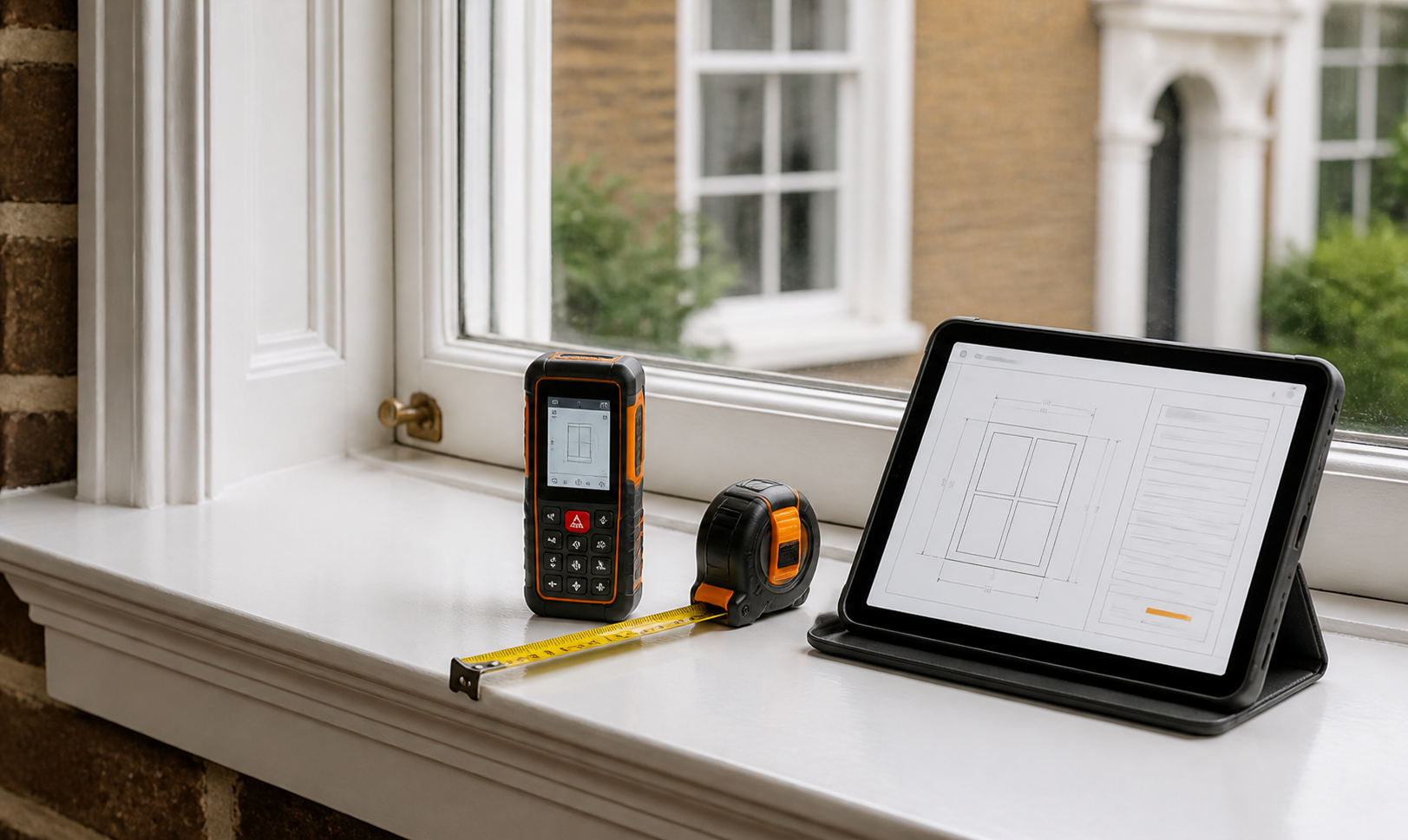 SOLAFLEX digital measuring device beside a window and tablet